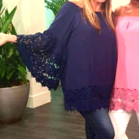 Colleen Lopez A Bit of Romance On/Off Shoulder Lace Top from HSN - Picture 2 of 7